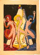 Ernst Ludwig Kirchner Colourful dance - Colour-woodcut oil painting